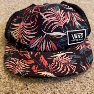 Vans Black Cap with Tropical Leaf Design